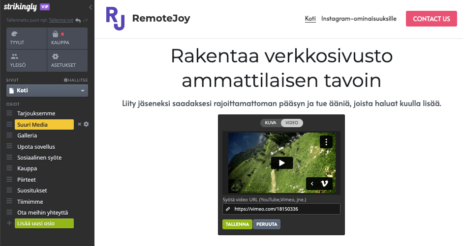 Lisää linkki upota videosisältöä Strikinglyssä Lisää linkki upota videosisältöä Strikinglyssä