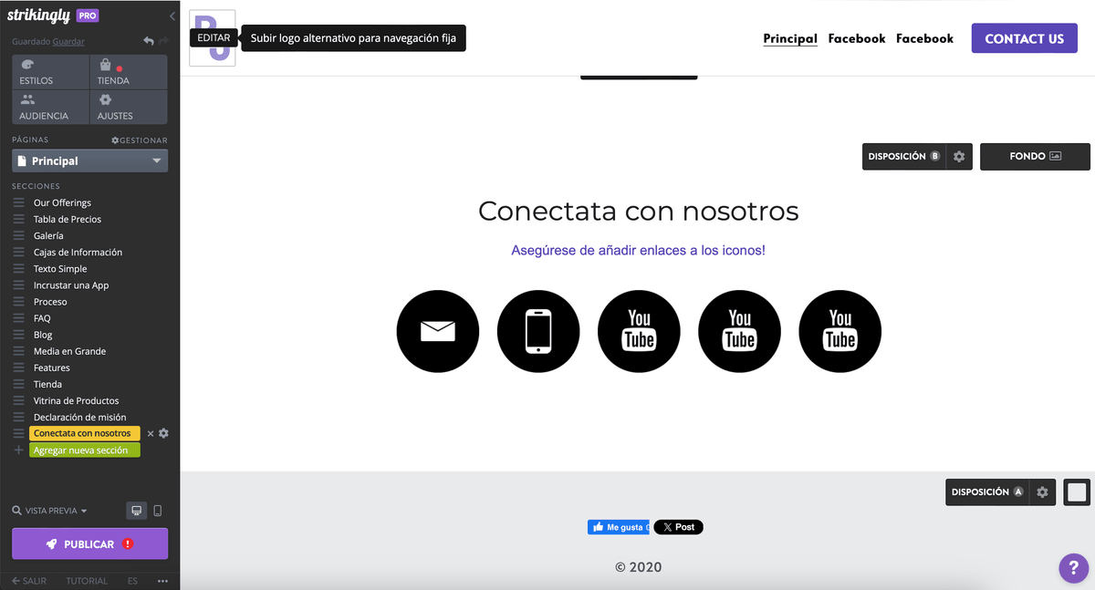Editor de sitios web de Strikingly Editor de sitios web de Strikingly