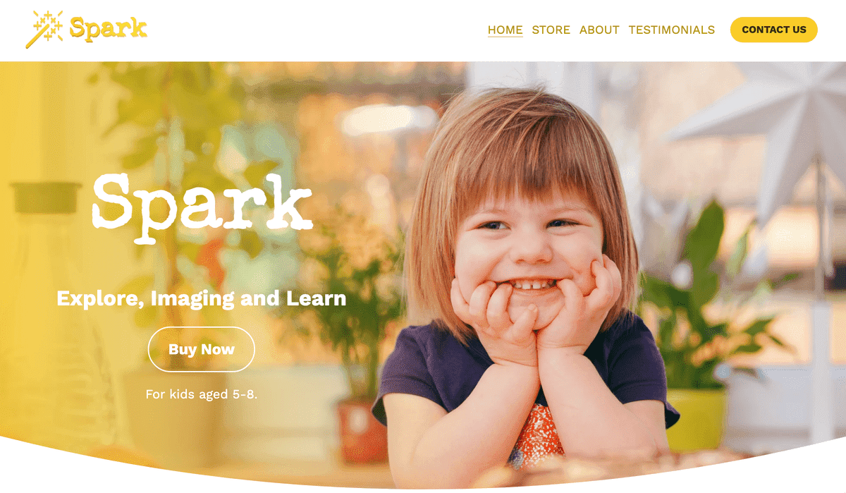 Plantilla Spark de Strikingly Plantilla Spark de Strikingly