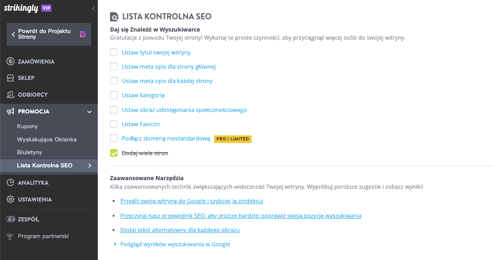 Strikingly – lista kontrolna SEO Strikingly – lista kontrolna SEO