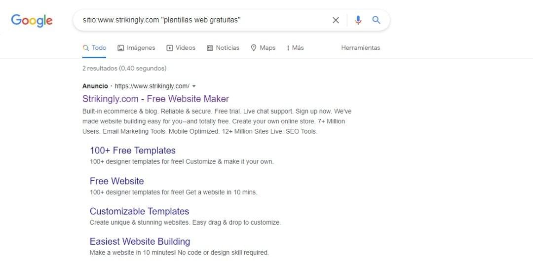 Búsqueda de Google de Strikingly Búsqueda de Google de Strikingly