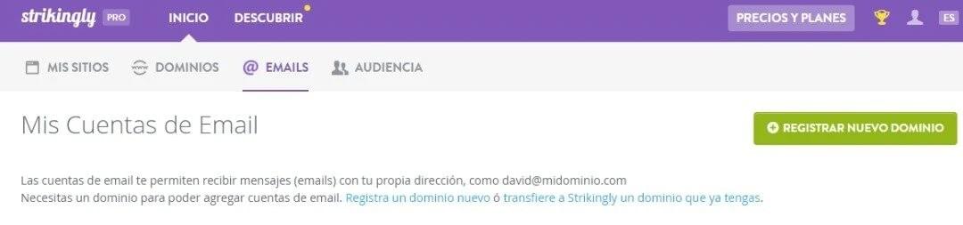Sección de emails personalizados Sección de emails personalizados