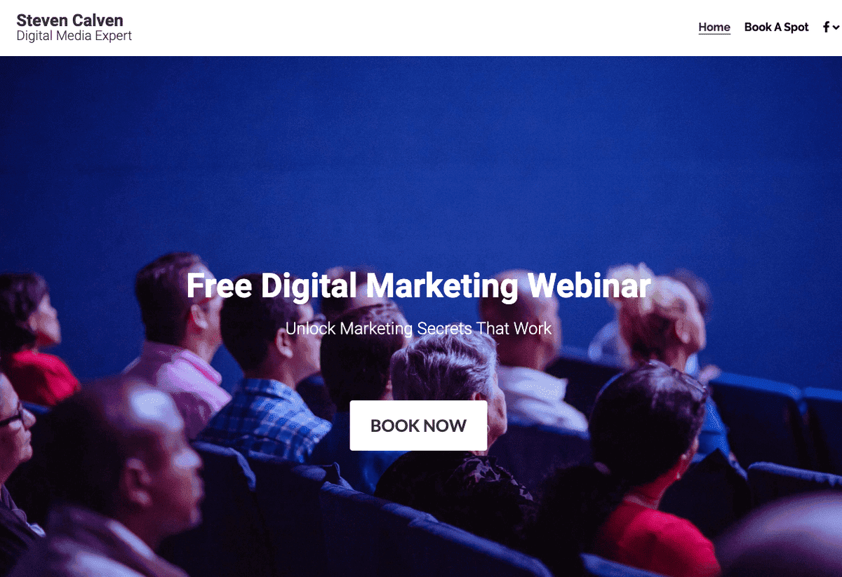 Szablon witryny seminarium internetowego firmy Strikingly Szablon witryny seminarium internetowego firmy Strikingly