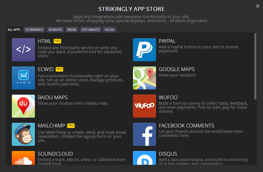 Strikingly App Store Strikingly App Store