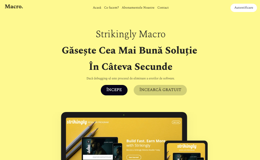 Macro site web pentru șablon de afaceri de la Strikingly Macro site web pentru șablon de afaceri de la Strikingly