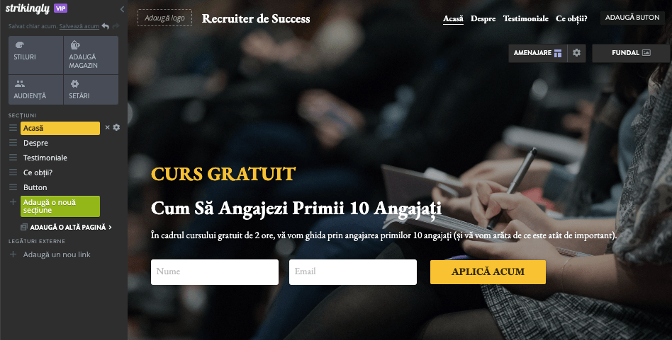 Rolul Strikingly în strategia de recrutare - pagini dedicate Rolul Strikingly în strategia de recrutare - pagini dedicate