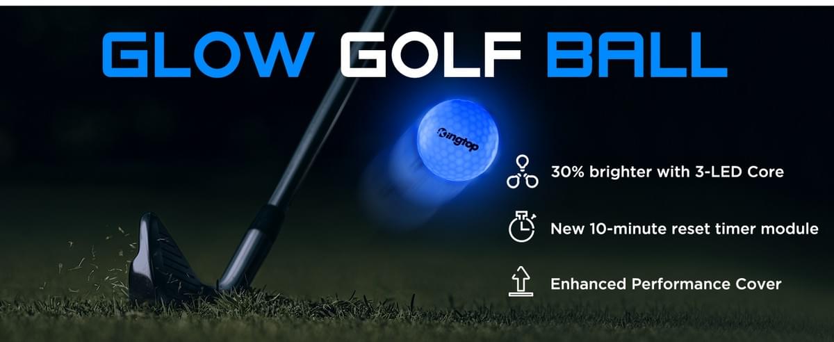 KINGTOP Upgraded Glow in The Dark Golf Balls - Super Bright Light Up LED Golf Ball - with Glow Golf