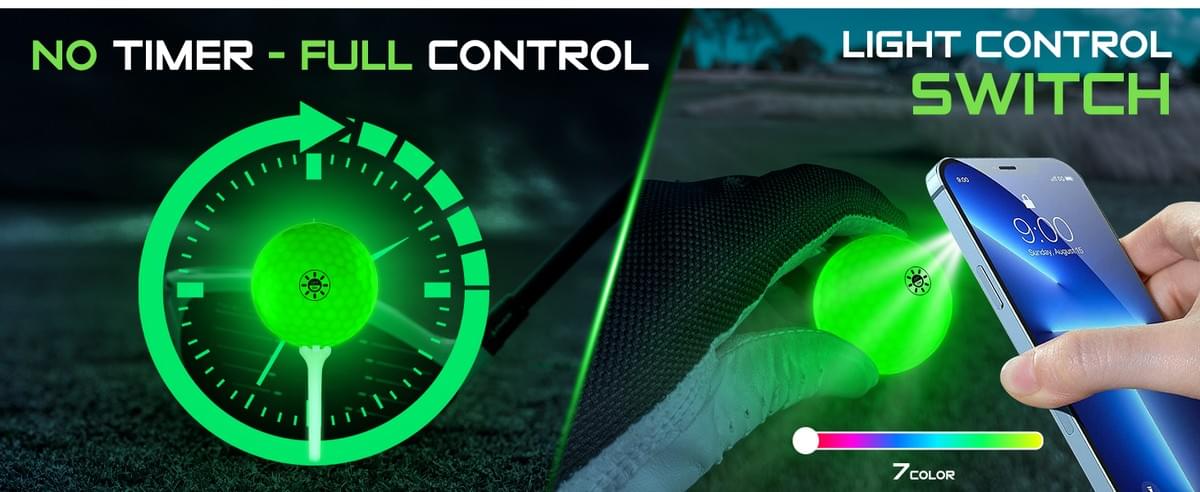 KINGTOP Glow in The Dark Golf Balls - Ever Glow- Selectable Colors- Light Activated- 6Pack