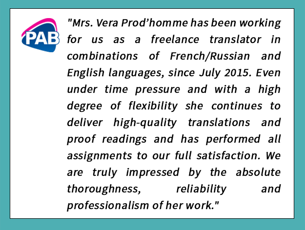 Vera Levina-Prod'homme - Freelance Translator Vera Levina-Prod'homme - Freelance Translator