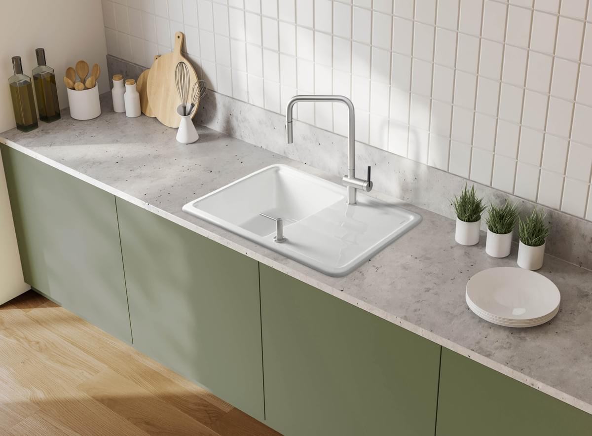 Alliant robustesse et élégance, les éviers de cuisine en granit Deante offrent une résistance exceptionnelle aux rayures, aux chocs et à la chaleur tout en apportant un style moderne et raffiné à votre cuisine. Faciles à entretenir, ils allient praticité et design pour transformer votre espace en un lieu à la fois fonctionnel et esthétique. Alliant robustesse et élégance, les éviers de cuisine en granit Deante offrent une résistance exceptionnelle aux rayures, aux chocs et à la chaleur tout en apportant un style moderne et raffiné à votre cuisine. Faciles à entretenir, ils allient praticité et design pour transformer votre espace en un lieu à la fois fonctionnel et esthétique.