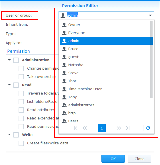 Select the user or group whose permission settings you want to modify Select the user or group whose permission settings you want to modify