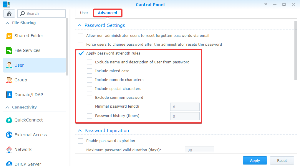 Configure password strength rules Configure password strength rules