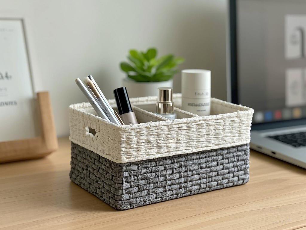 Cesta de papel trenzado Cesta de papel trenzado