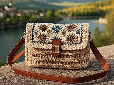 Bolsos bandolera de papel trenzado Bolsos bandolera de papel trenzado