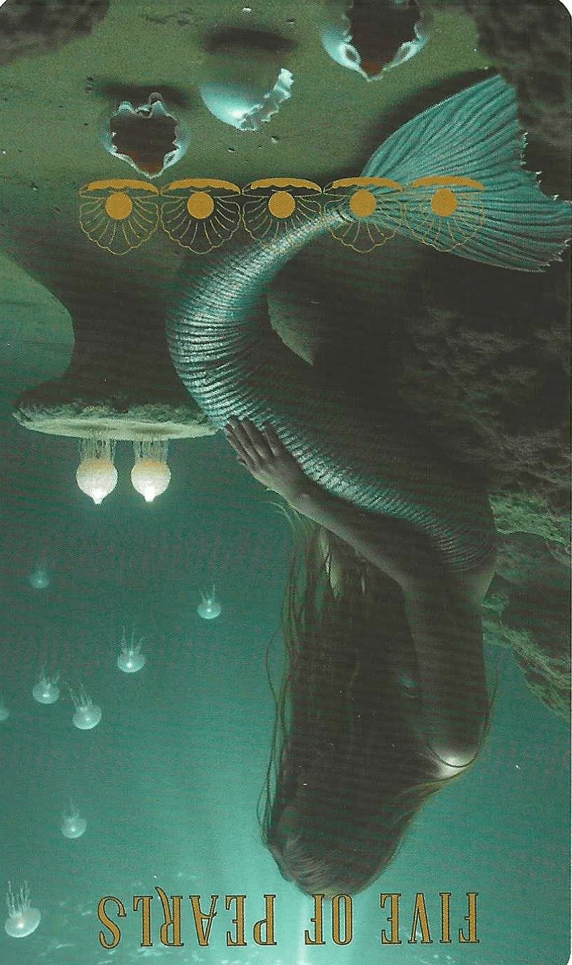 Five of Pearls-The Ocean Tarot-reversed imagery Five of Pearls-The Ocean Tarot-reversed imagery