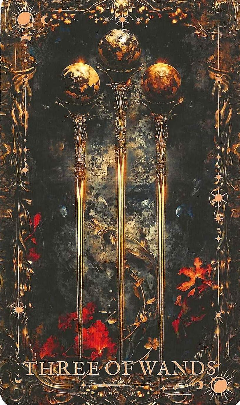 The Arcane Tarot- Three of Wands The Arcane Tarot- Three of Wands