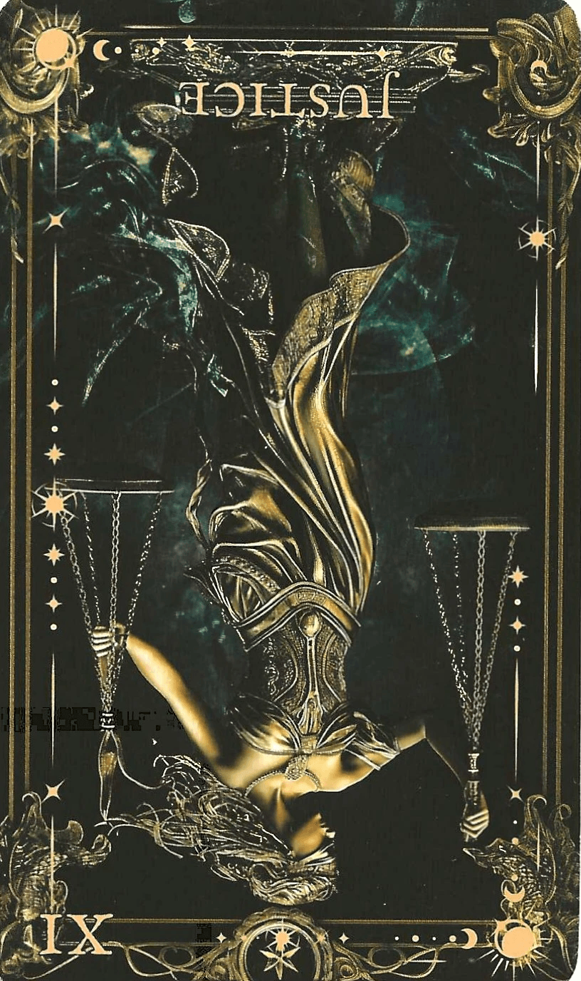 The Arcane Tarot- key 11- Justice reversed imagery The Arcane Tarot- key 11- Justice reversed imagery