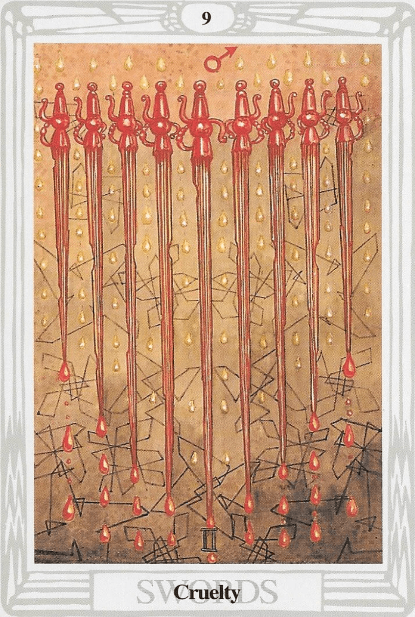 Nine of Swords- Cruelty-Thoth Tarot Nine of Swords- Cruelty-Thoth Tarot
