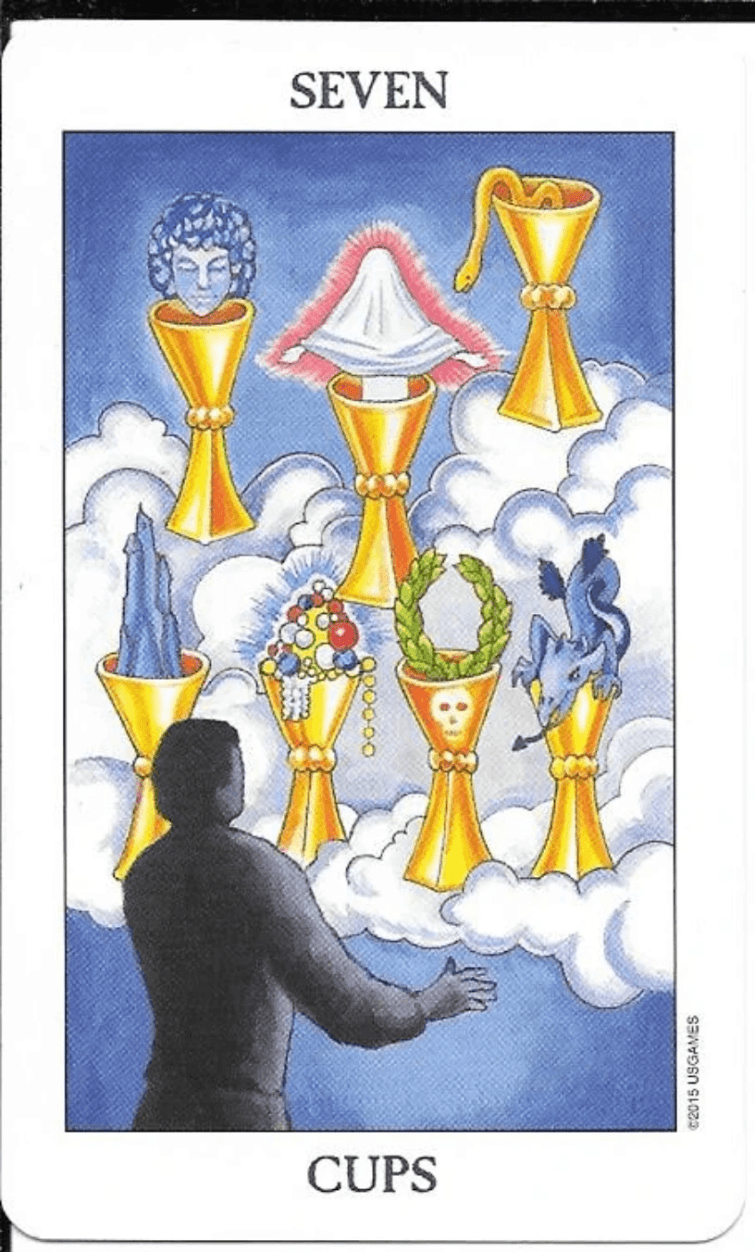 7 of cups-Rider-Waite-Smith tarot 7 of cups-Rider-Waite-Smith tarot