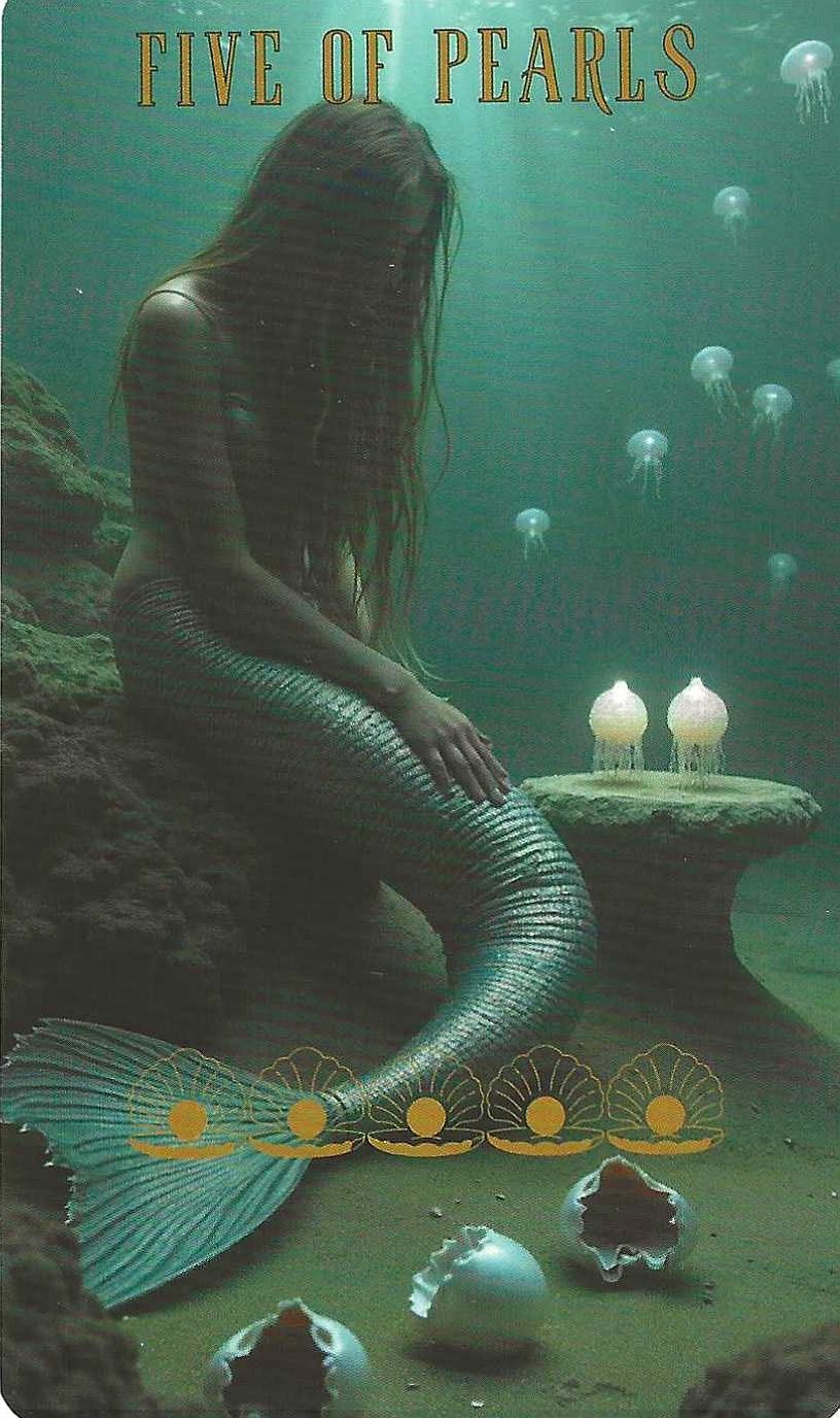 Five of Pearls-The Ocean Tarot Five of Pearls-The Ocean Tarot
