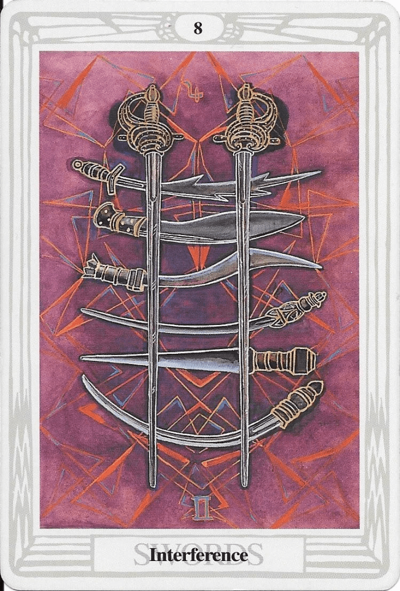 Eight of Swords- Interference-Thoth Tarot Eight of Swords- Interference-Thoth Tarot