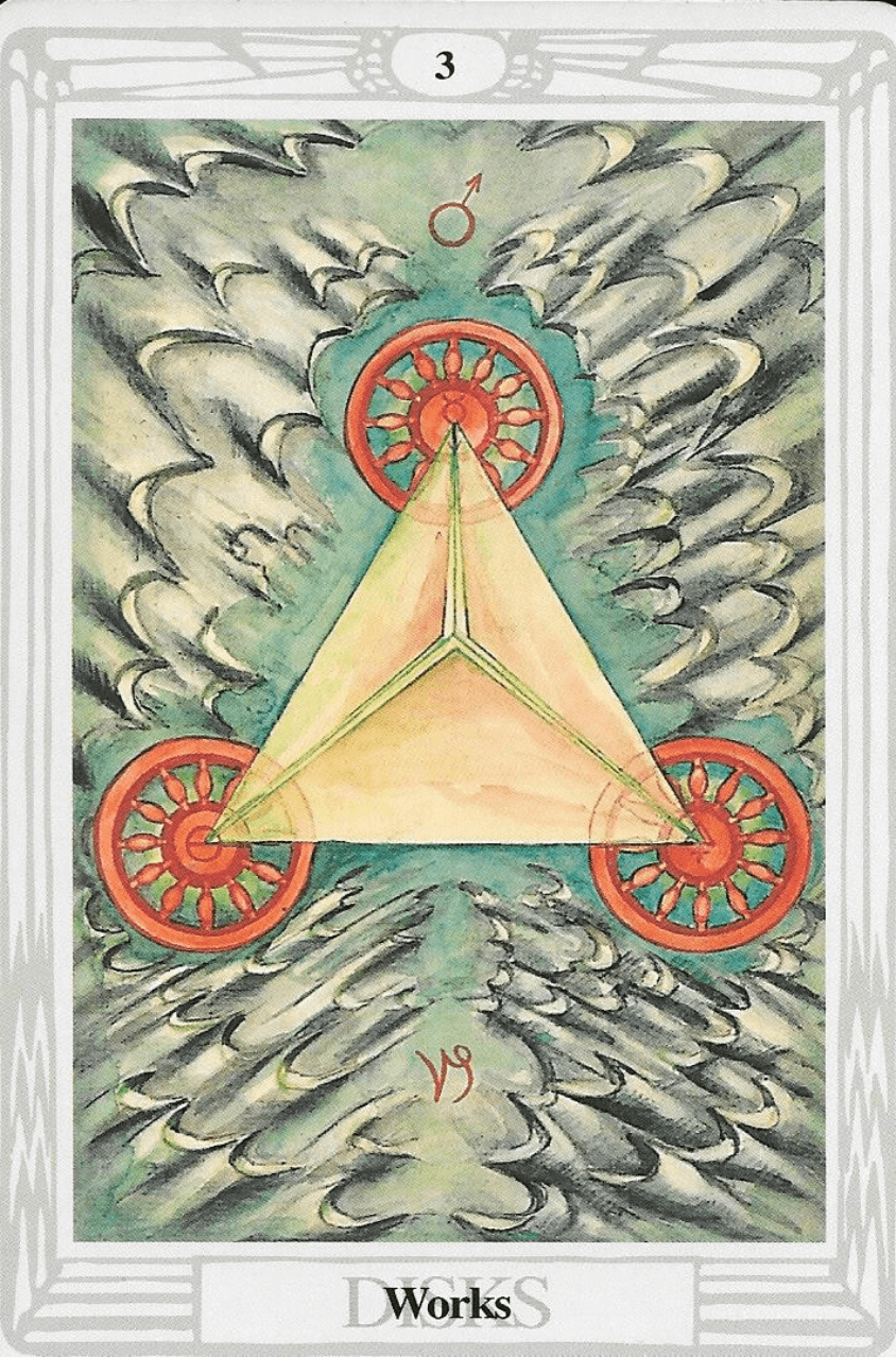Three of Disks-Thoth tarot Three of Disks-Thoth tarot