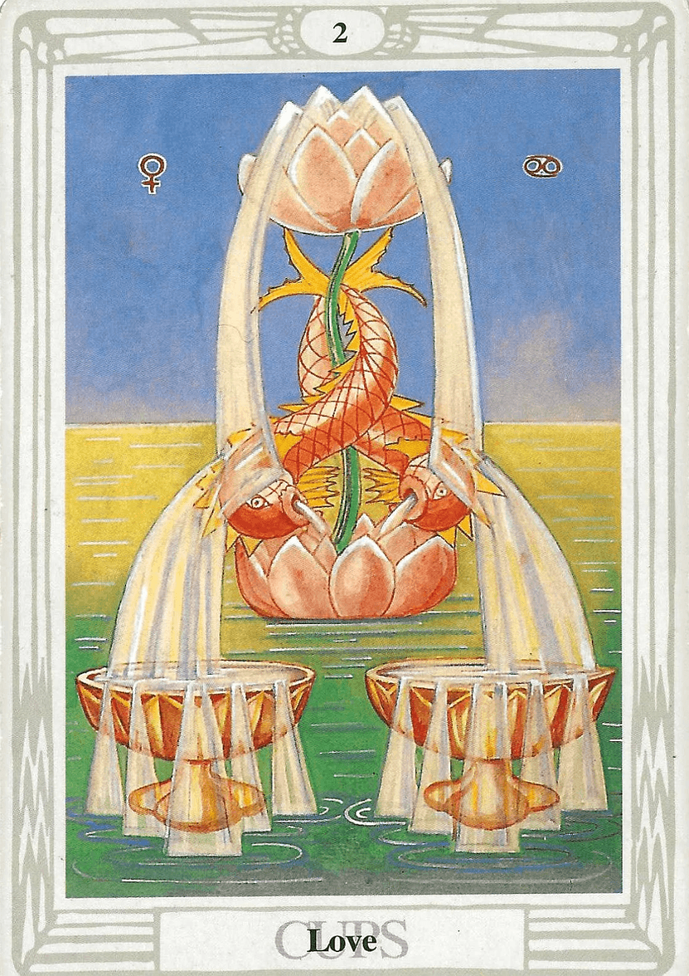 Thoth tarot- 2 of Cups -Love -water and the law of attraction imagery Thoth tarot- 2 of Cups -Love -water and the law of attraction imagery