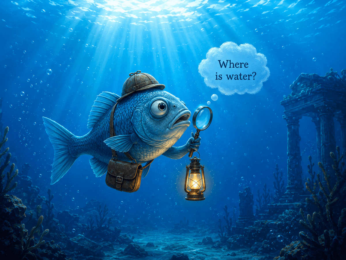 Fish in the ocean looking for water imagery Fish in the ocean looking for water imagery