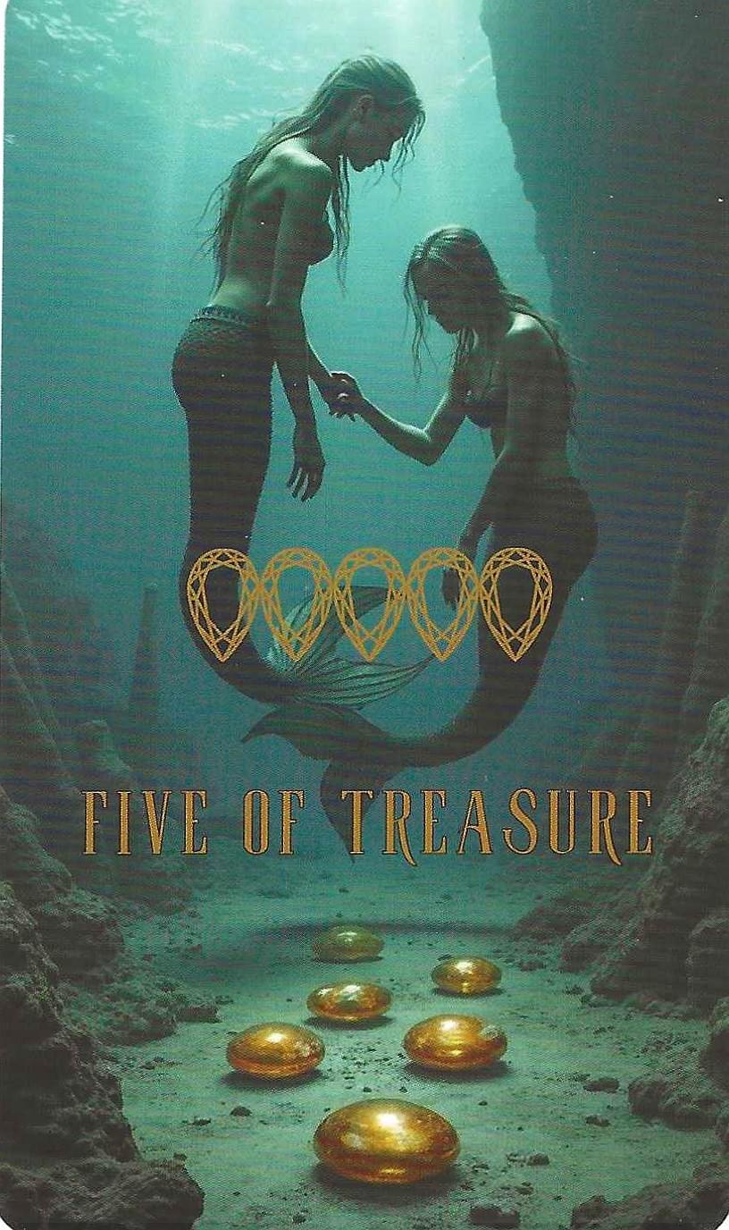 Five of Treasure-The Ocean Tarot Five of Treasure-The Ocean Tarot