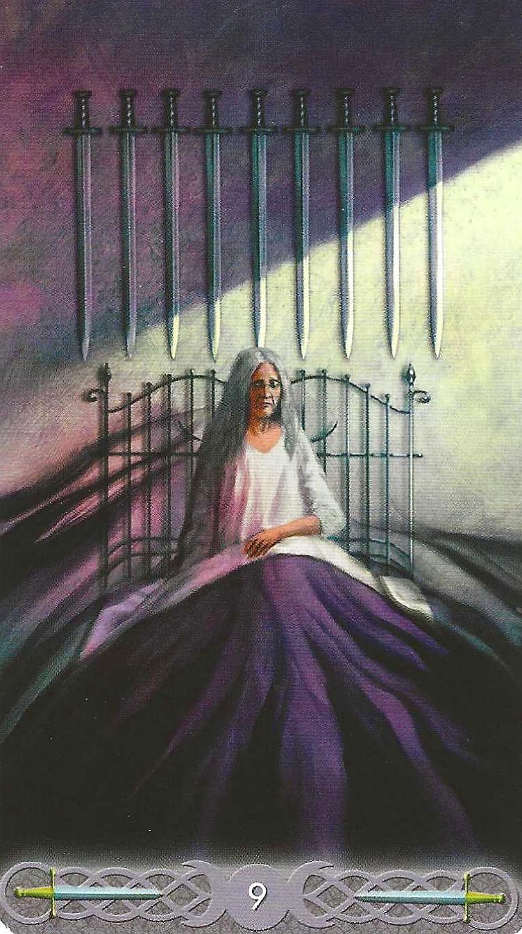 Triple Goddess Tarot- 9 of Swords Triple Goddess Tarot- 9 of Swords