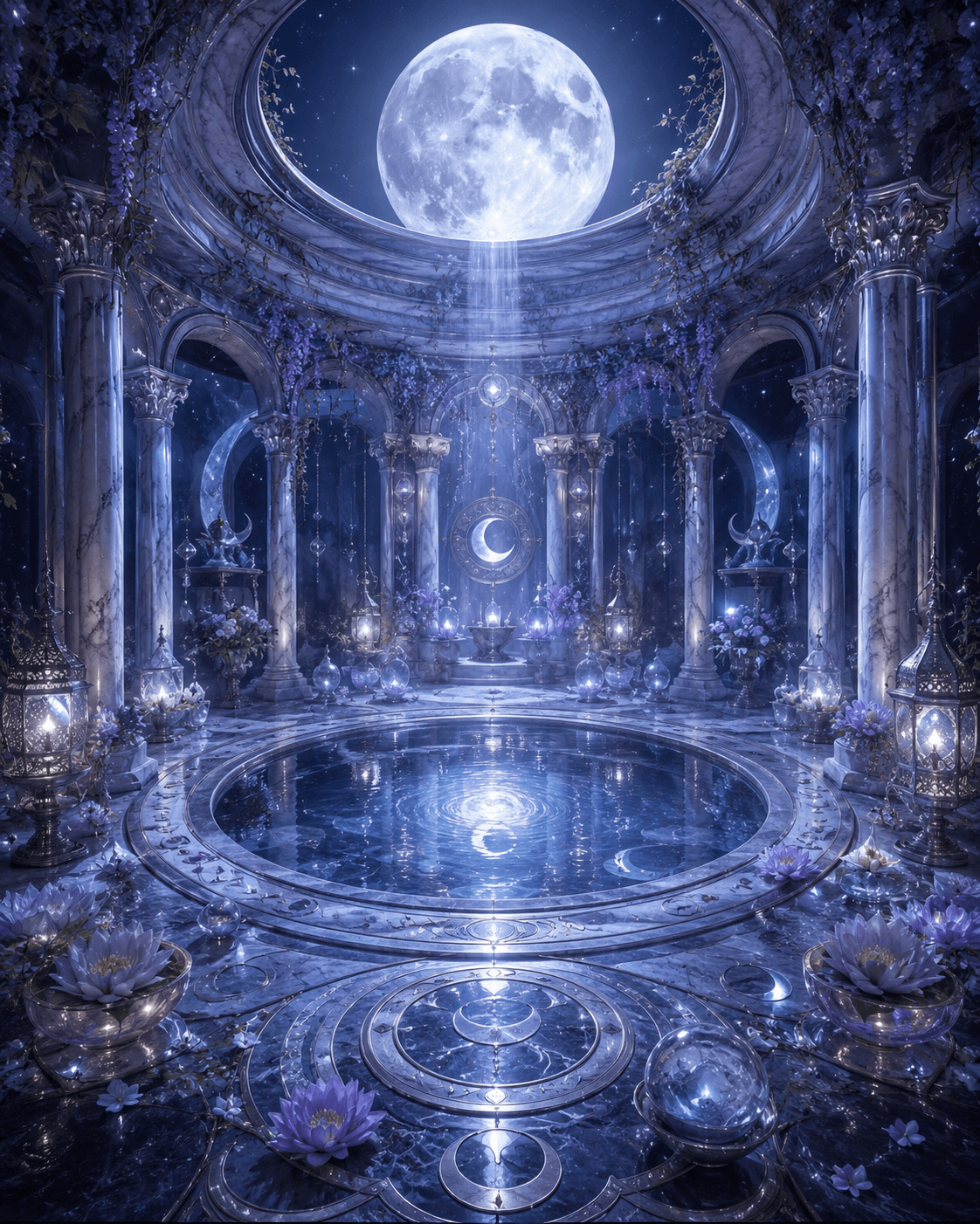 The Astral Temple of the Moon and Moon pool imaery The Astral Temple of the Moon and Moon pool imaery