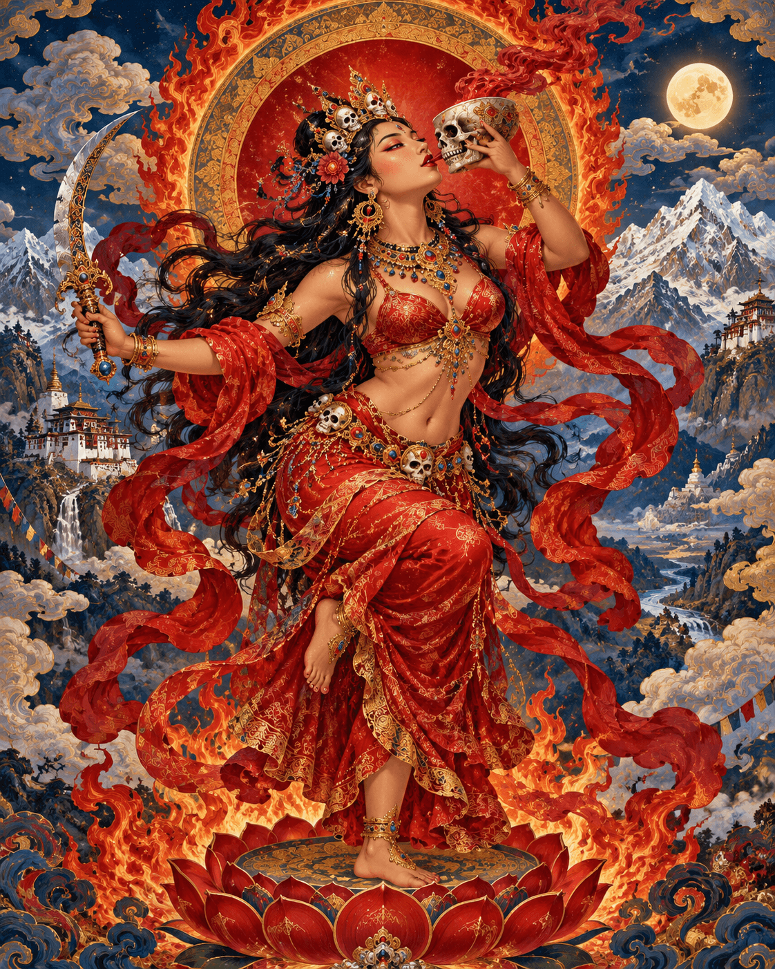 Dakini with skull cup imagery Dakini with skull cup imagery
