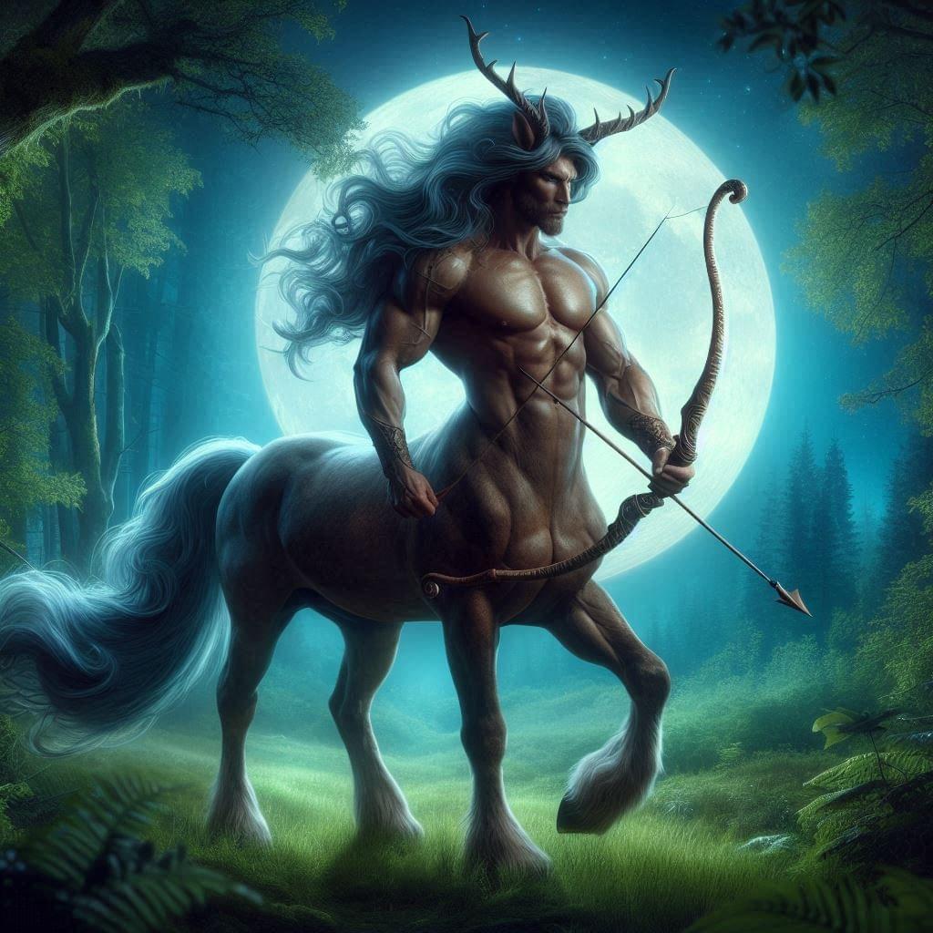 Centaur image of Sagittarius and full moon imagery Centaur image of Sagittarius and full moon imagery