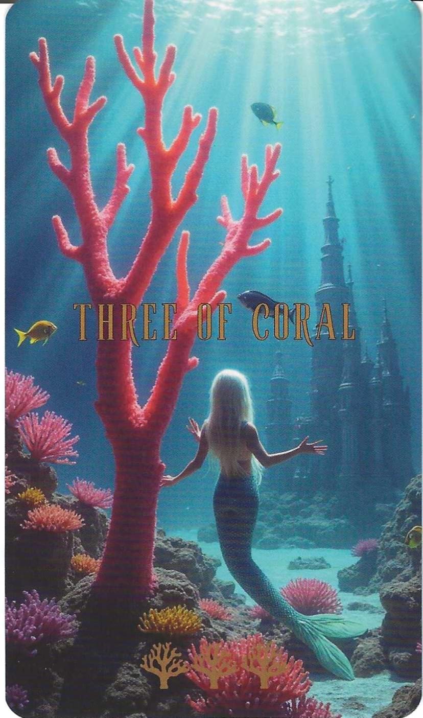Three of Coral-The Ocean Tarot Three of Coral-The Ocean Tarot