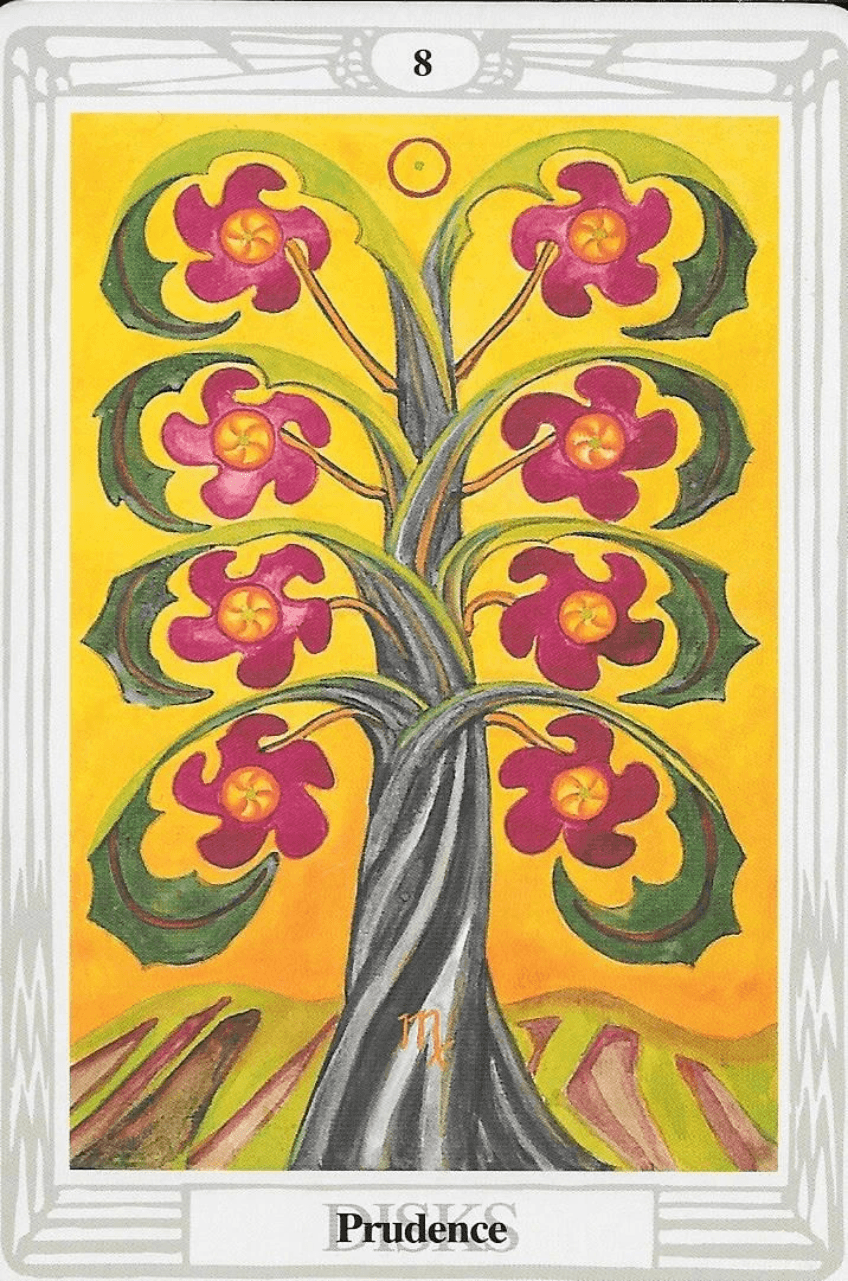 8 of Disks-Thoth Tarot 8 of Disks-Thoth Tarot