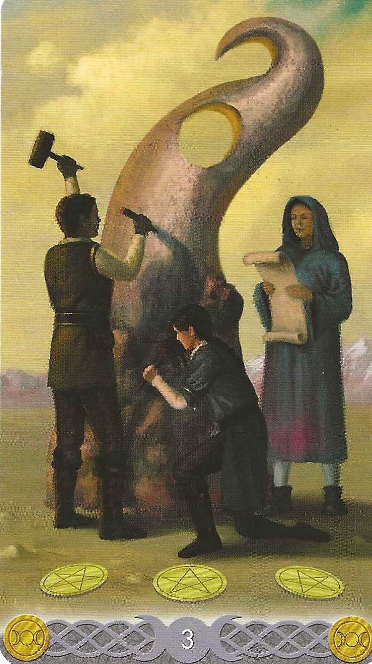 Triple Goddess Tarot- 3 of Pentacles Triple Goddess Tarot- 3 of Pentacles