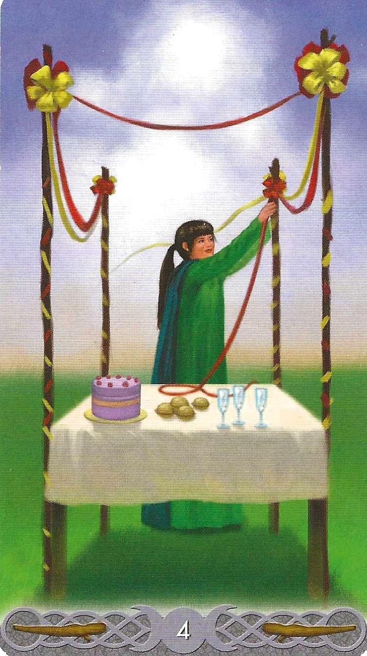 The Triple Goddess Tarot- 4 of Wands The Triple Goddess Tarot- 4 of Wands