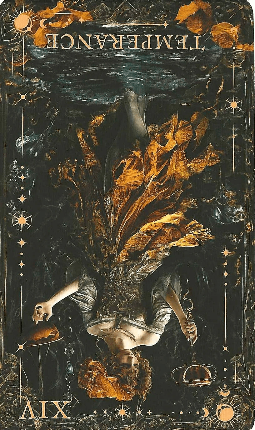 Arcane Tarot- Key 14- Temperance reversed imagery Arcane Tarot- Key 14- Temperance reversed imagery