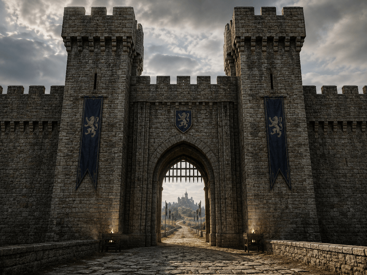Strong wall with gate. Strong wall with gate.