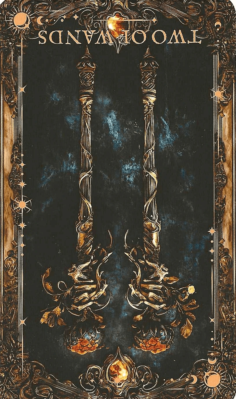 Two of Wands-The Arcane Tarot-reversed Two of Wands-The Arcane Tarot-reversed