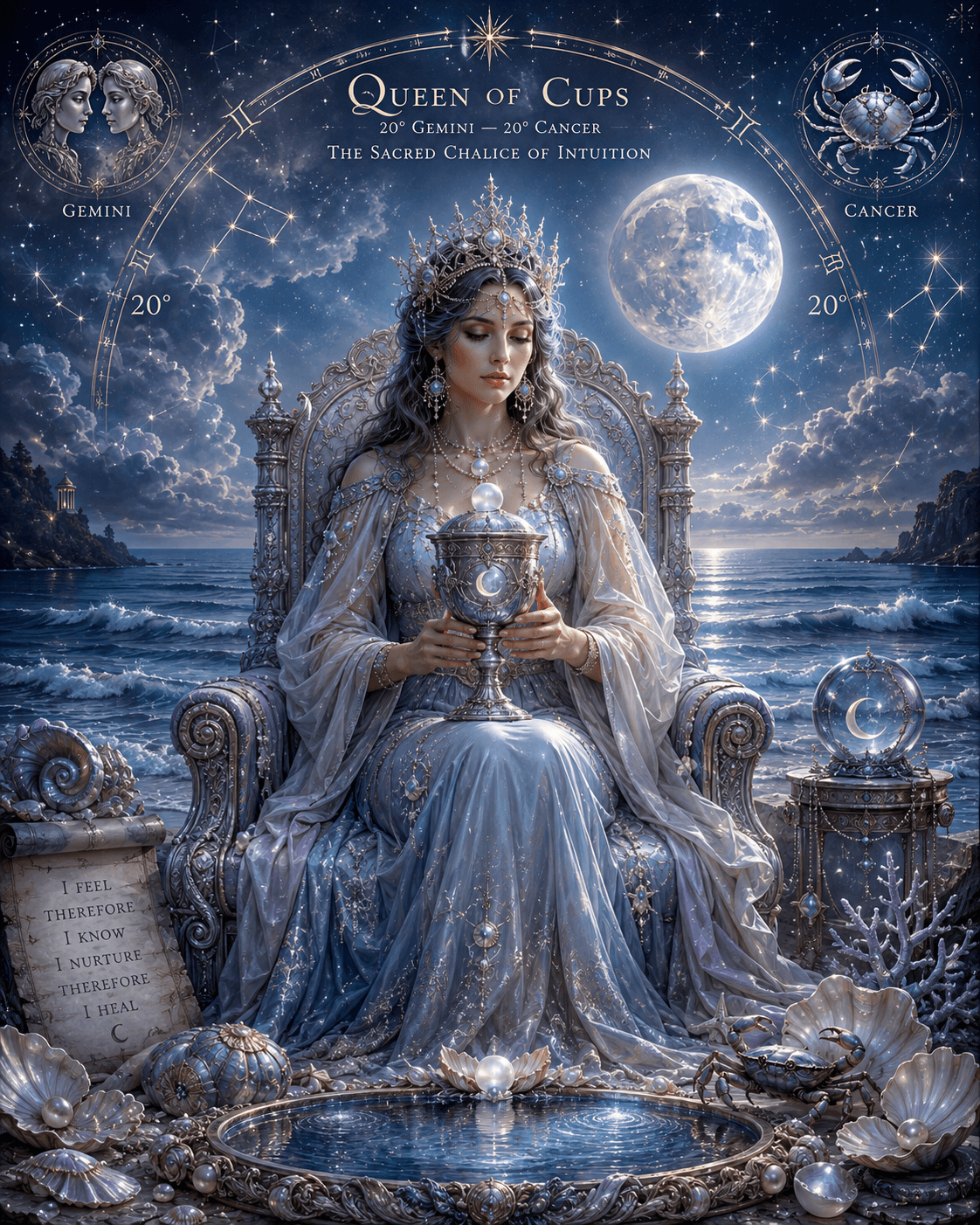 The Queen of cups in 20 degrees Gemini and 20 degrees 20 degrees of Cancer The Queen of cups in 20 degrees Gemini and 20 degrees 20 degrees of Cancer