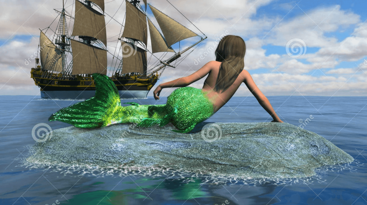 Ship on the ocean and mermaid imagery Ship on the ocean and mermaid imagery