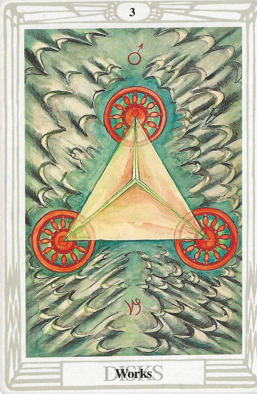 3 of disks- Thoth Tarot 3 of disks- Thoth Tarot