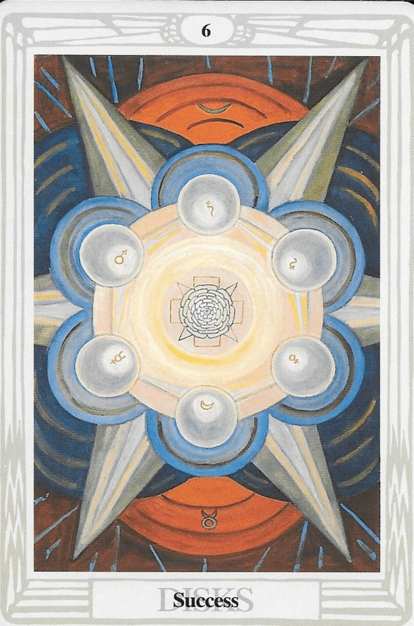 6 of Disks-Success- Thoth Tarot 6 of Disks-Success- Thoth Tarot