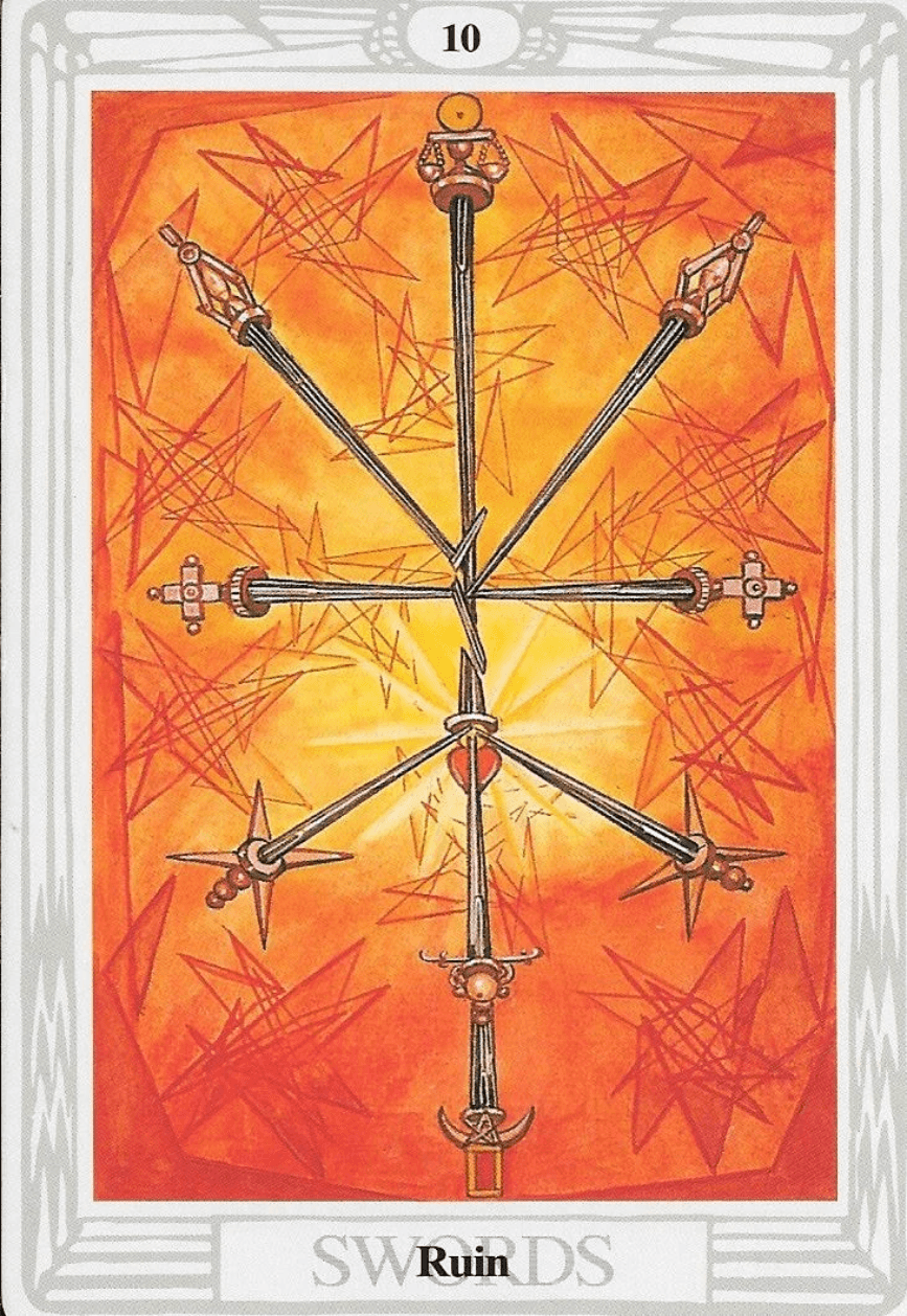 10 of Swords-Ruin-thoth Tarot 10 of Swords-Ruin-thoth Tarot