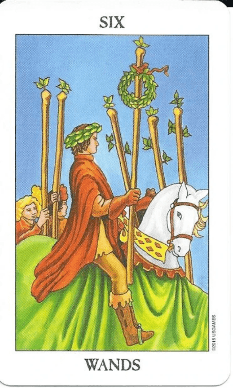 6 of Wands-Rider-Waite-Smith Tarot 6 of Wands-Rider-Waite-Smith Tarot