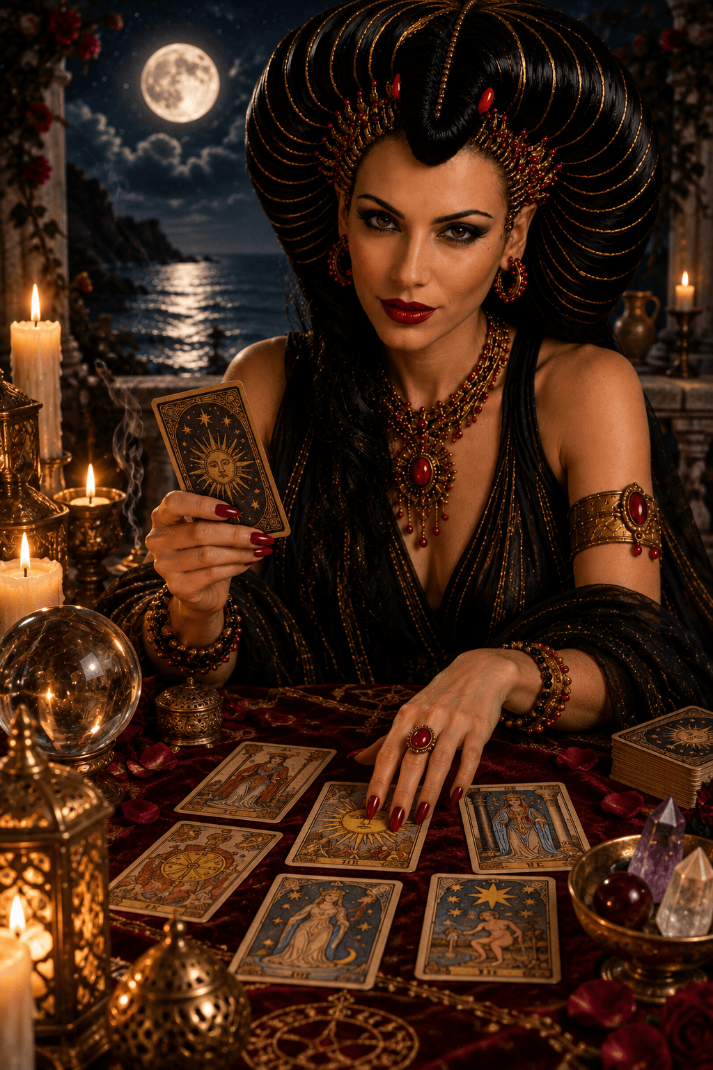 Elizabeth reading the Tarot Elizabeth reading the Tarot