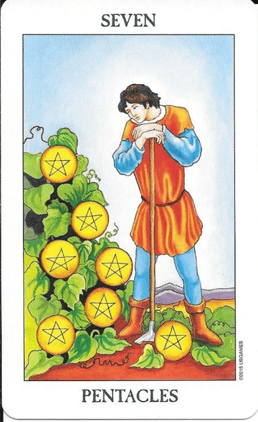 Rider-Waite-Smith Tarot- 7 of Pentacles Rider-Waite-Smith Tarot- 7 of Pentacles