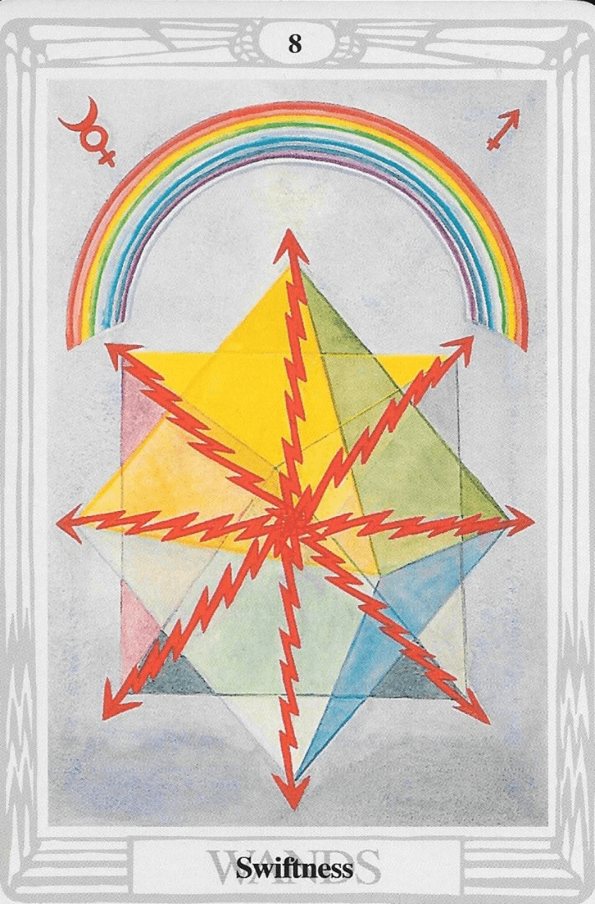 thoth Tarot- 8 of wands-Swiftness thoth Tarot- 8 of wands-Swiftness
