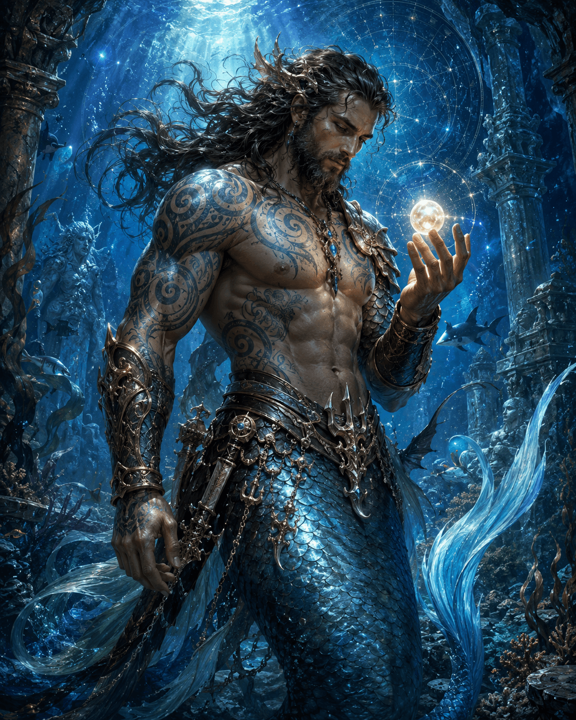 Knight of Pearls contemplating the grail pearl imagery Knight of Pearls contemplating the grail pearl imagery